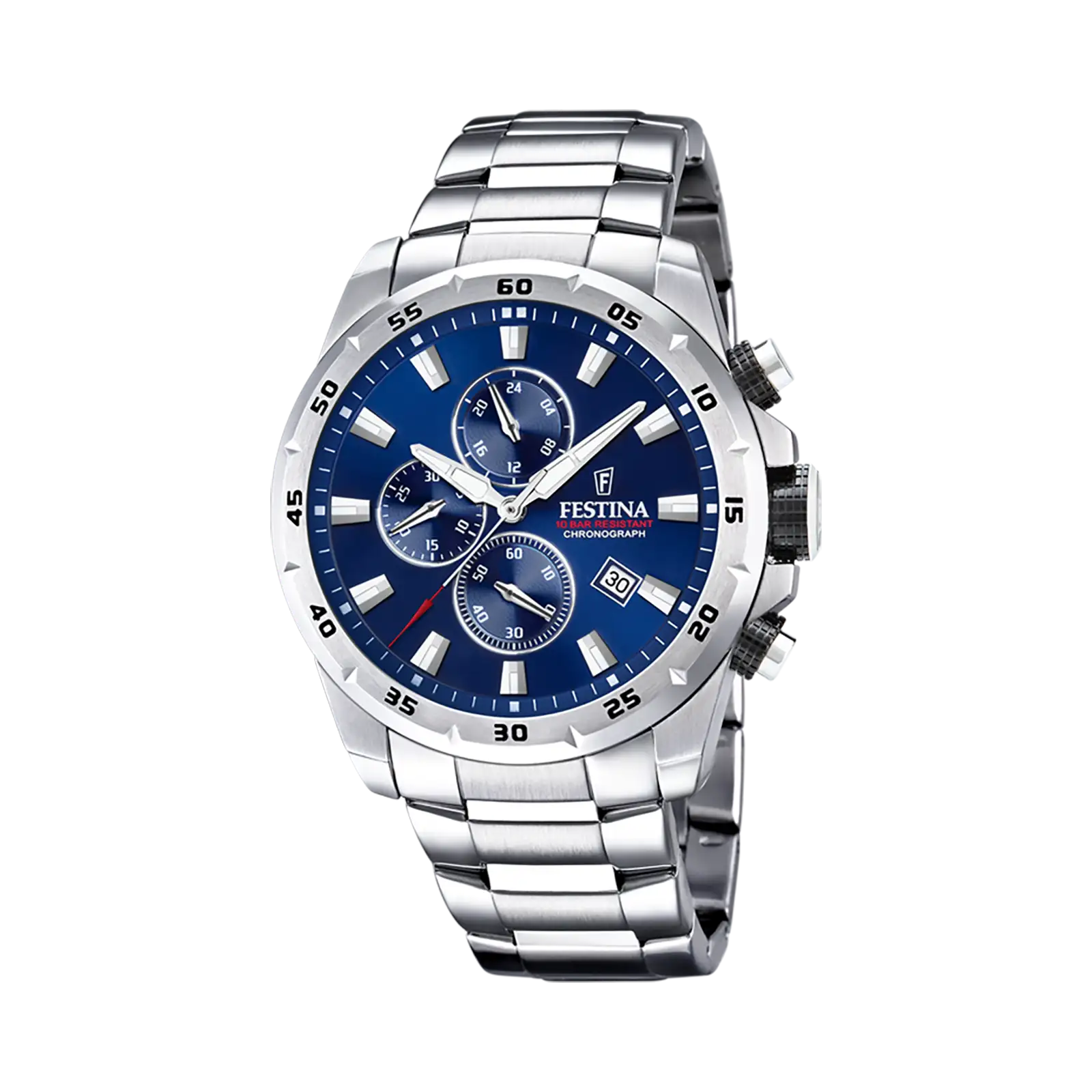 Festina Chrono Sport herrklocka blå/stål, metallband - F20463/2