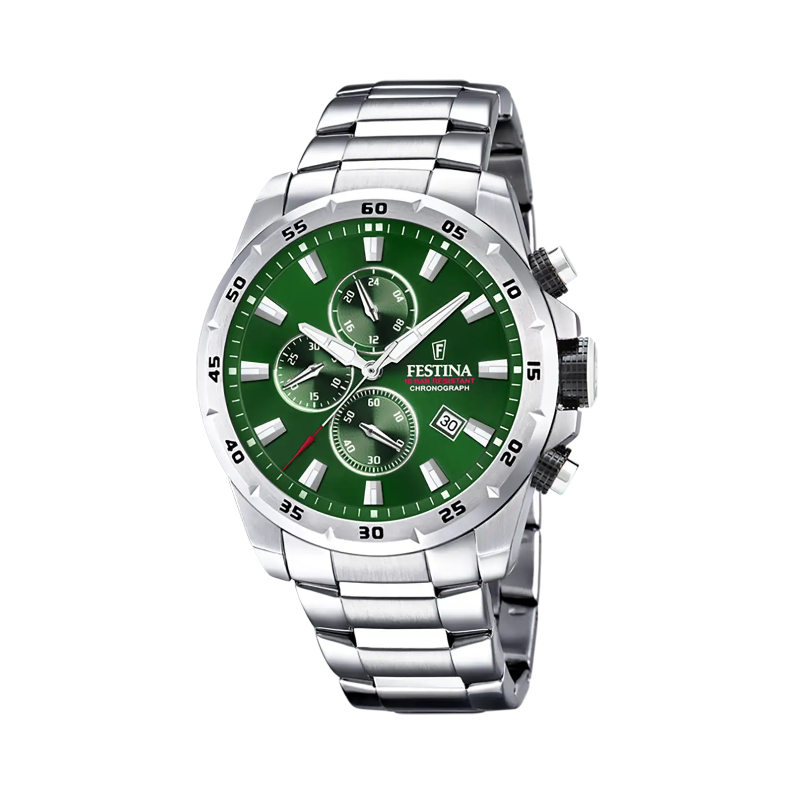 Festina Chrono Sport herrklocka grön/stål, metallband - F20463/3