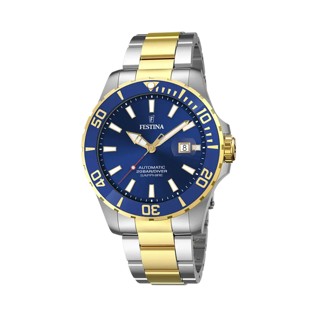 Festina Automatic Diver automatisk blå/bicolor, metallband - F20532/1