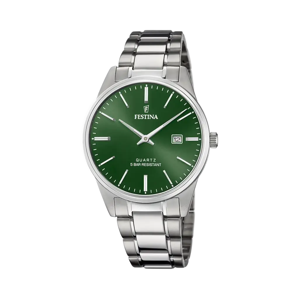 Festina Classic herrklocka grön/stål, metallband - F20511/5