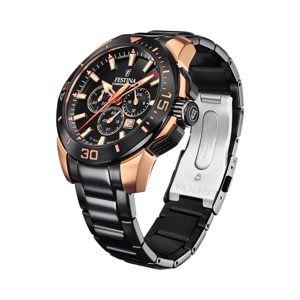 Festina Chrono Bike herrklocka svart, metallband - F20645/1
