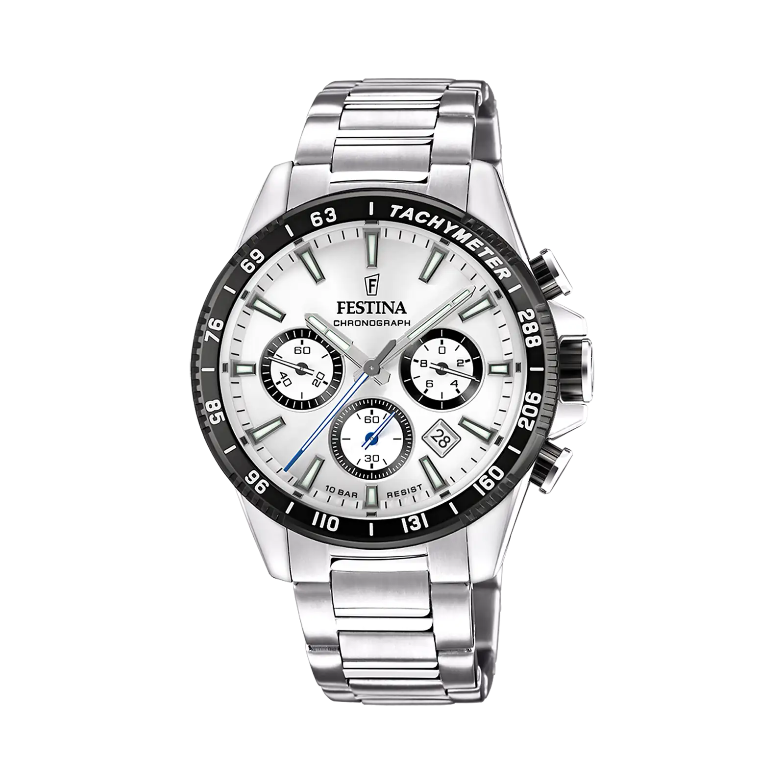 Festina Timeless Chronograph herr silver/stål, metallband - F20560/1