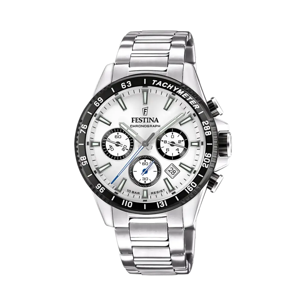 Festina Timeless Chronograph herr silver/stål, metallband - F20560/1