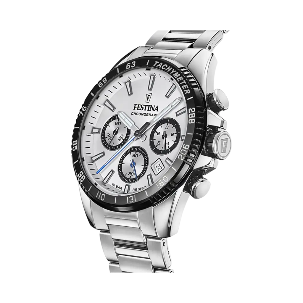 Festina Timeless Chronograph herr silver/stål, metallband - F20560/1