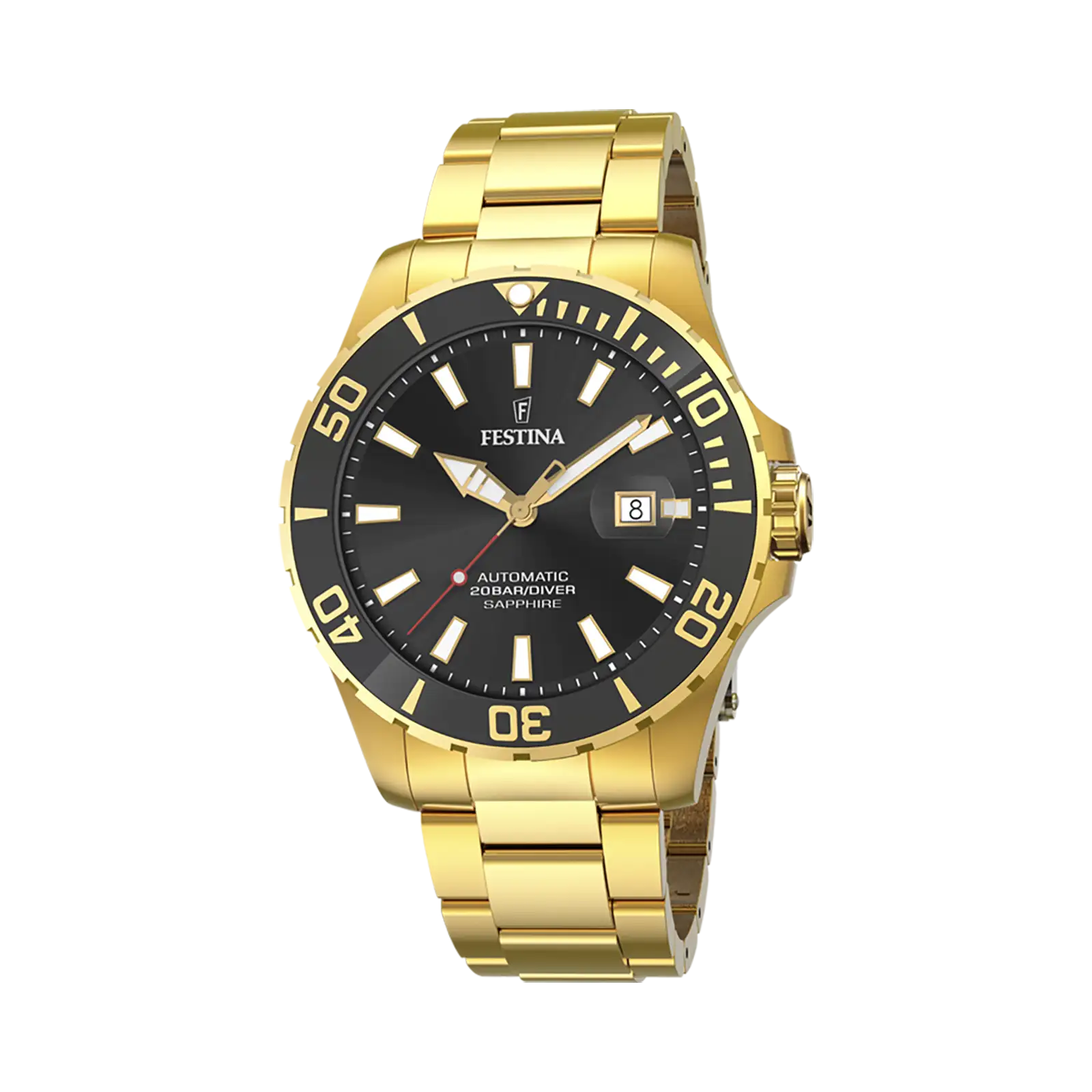 Festina Automatic Diver automatisk svart/guld, metallband - F20533/2