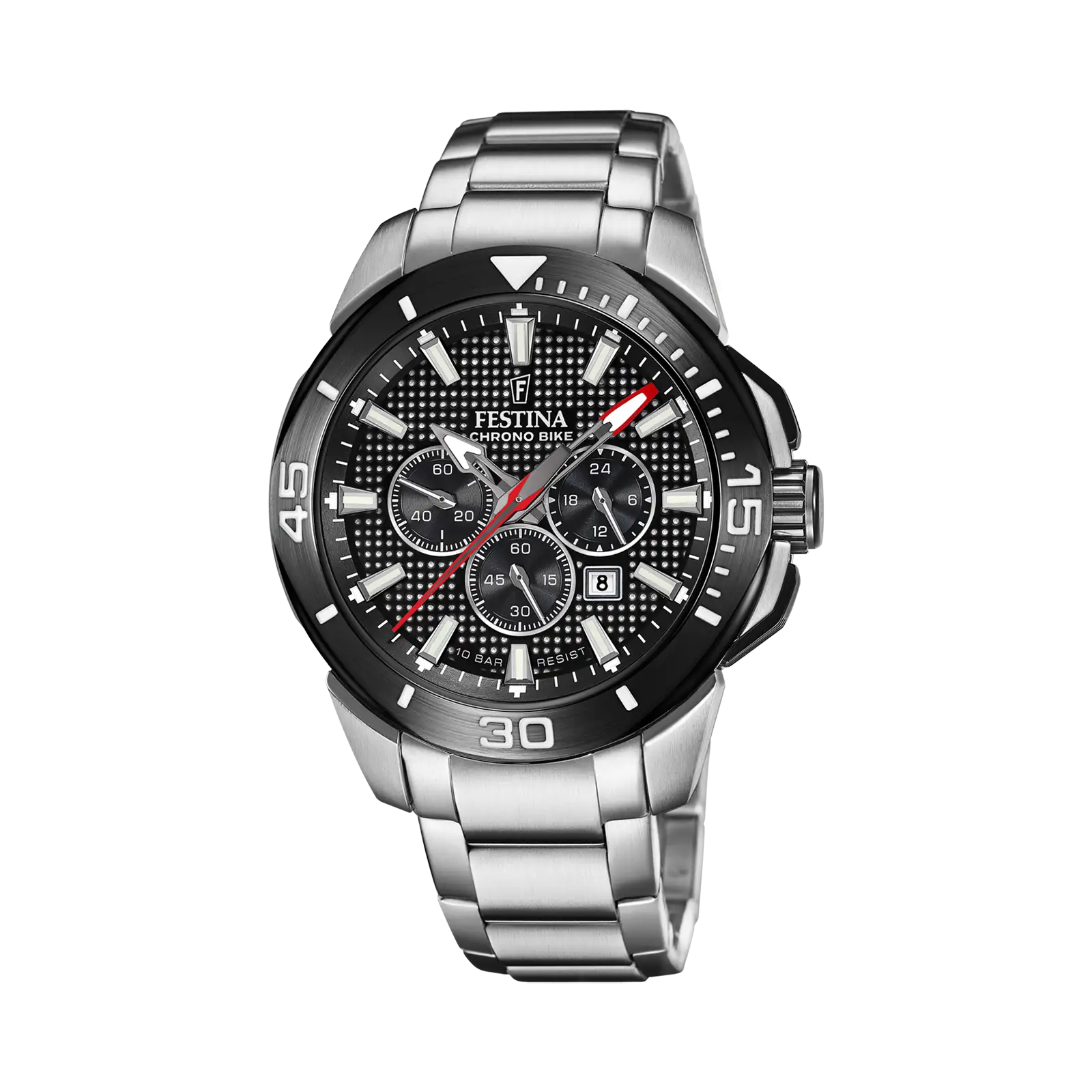 Festina Chrono Bike herrklocka svart/stål, metallband - F20641/4