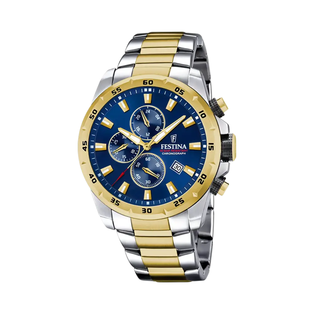 Festina Chrono Sport herrklocka blå/bicolor, metallband - F20562/2