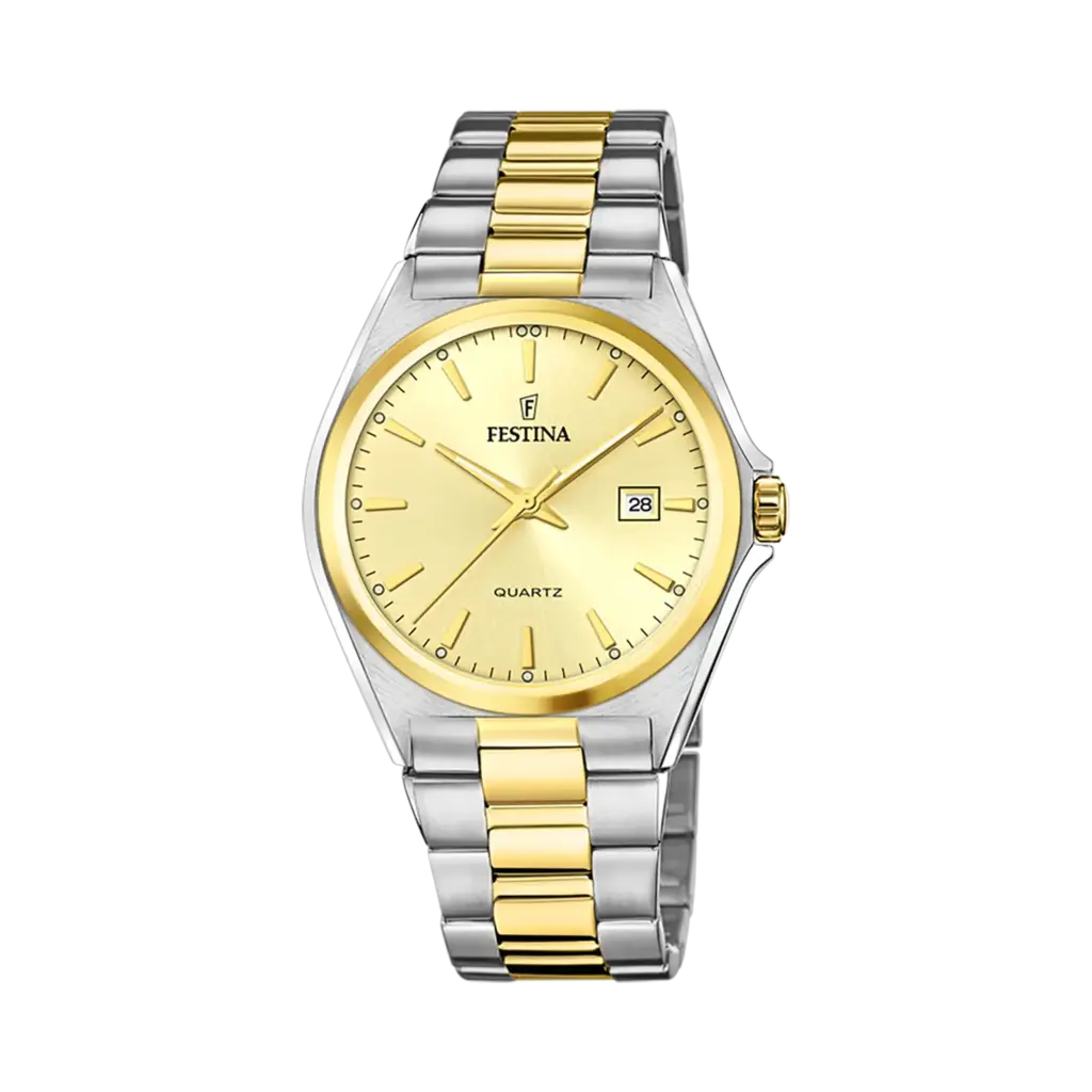 Festina Classic herrklocka guld/bicolor, metallband - F20554/3