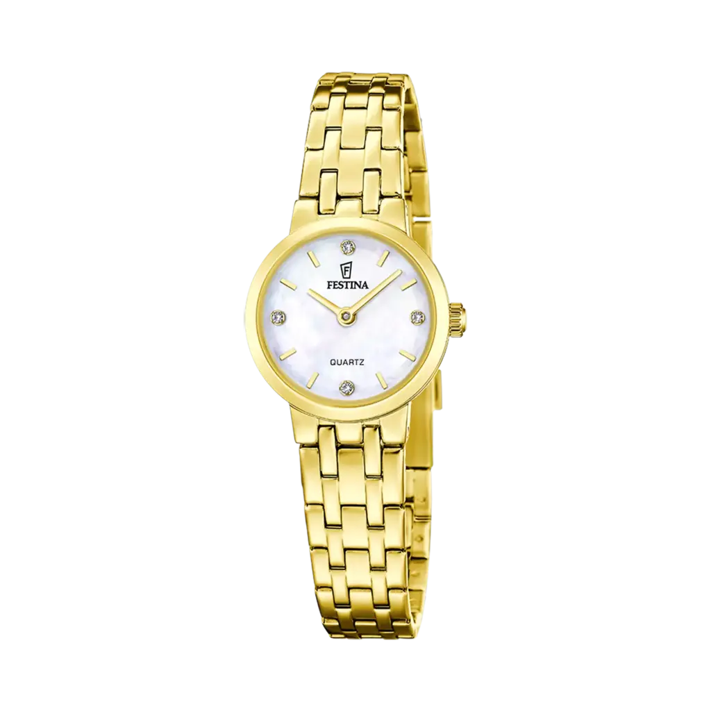 Festina Mademoiselle damklocka pärlemor/guld, metallband - F20748/1