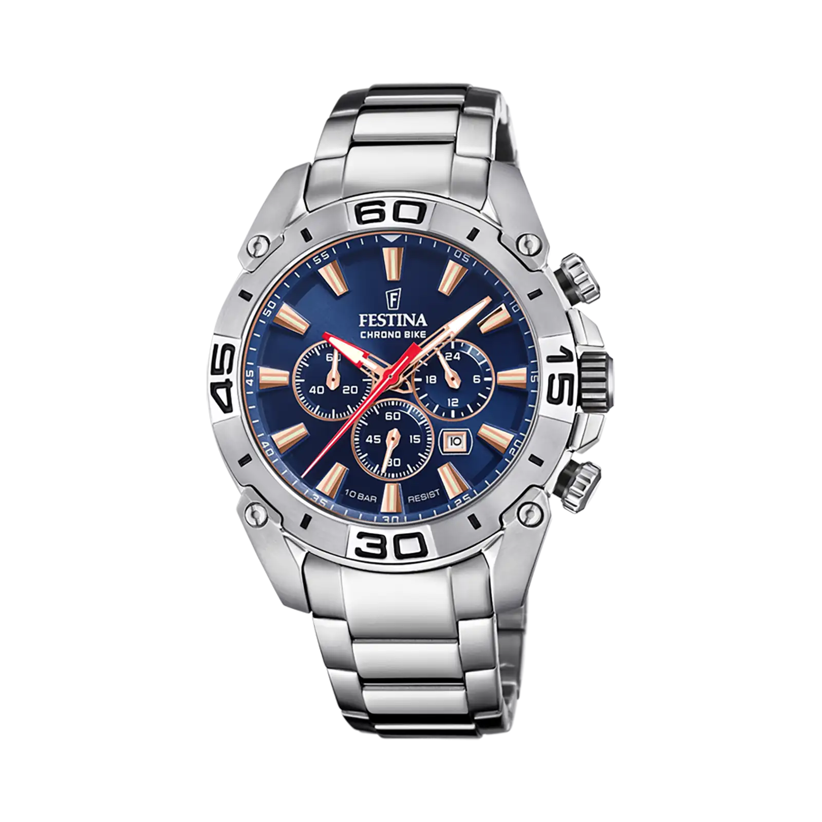 Festina Chrono Bike herrklocka svart/stål, metallband - F20543/4
