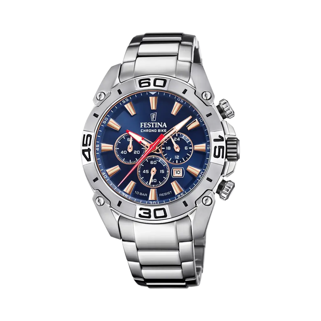 Festina Chrono Bike herrklocka svart/stål, metallband - F20543/4