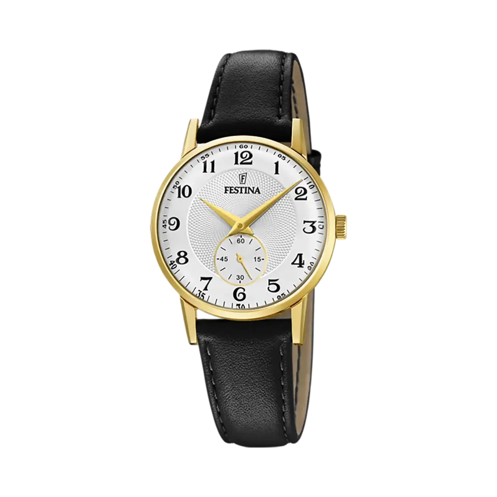 Festina Retro damklocka vit/guld, läderband - F20571/1