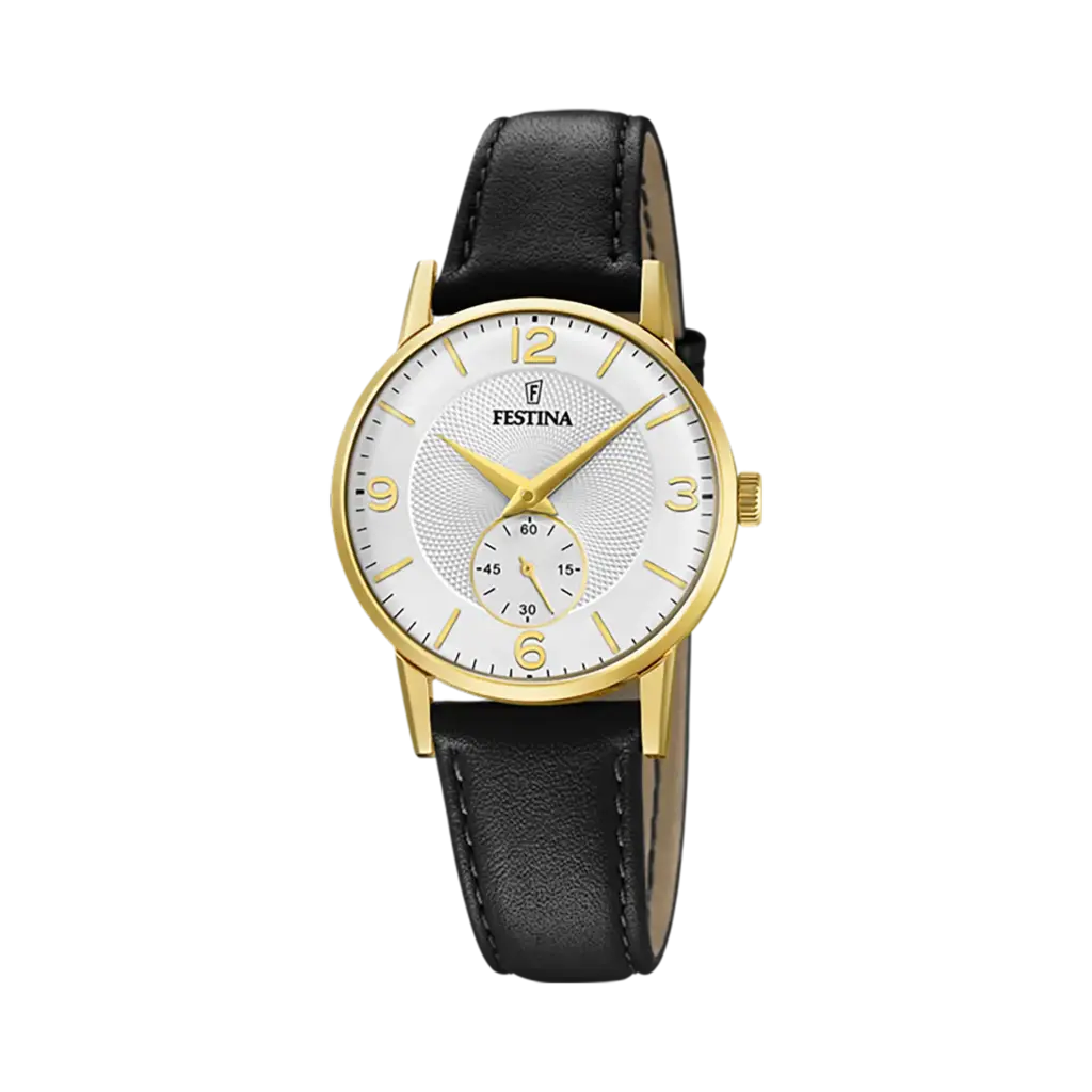 Festina Retro damklocka vit/stål, läderband - F20571/2