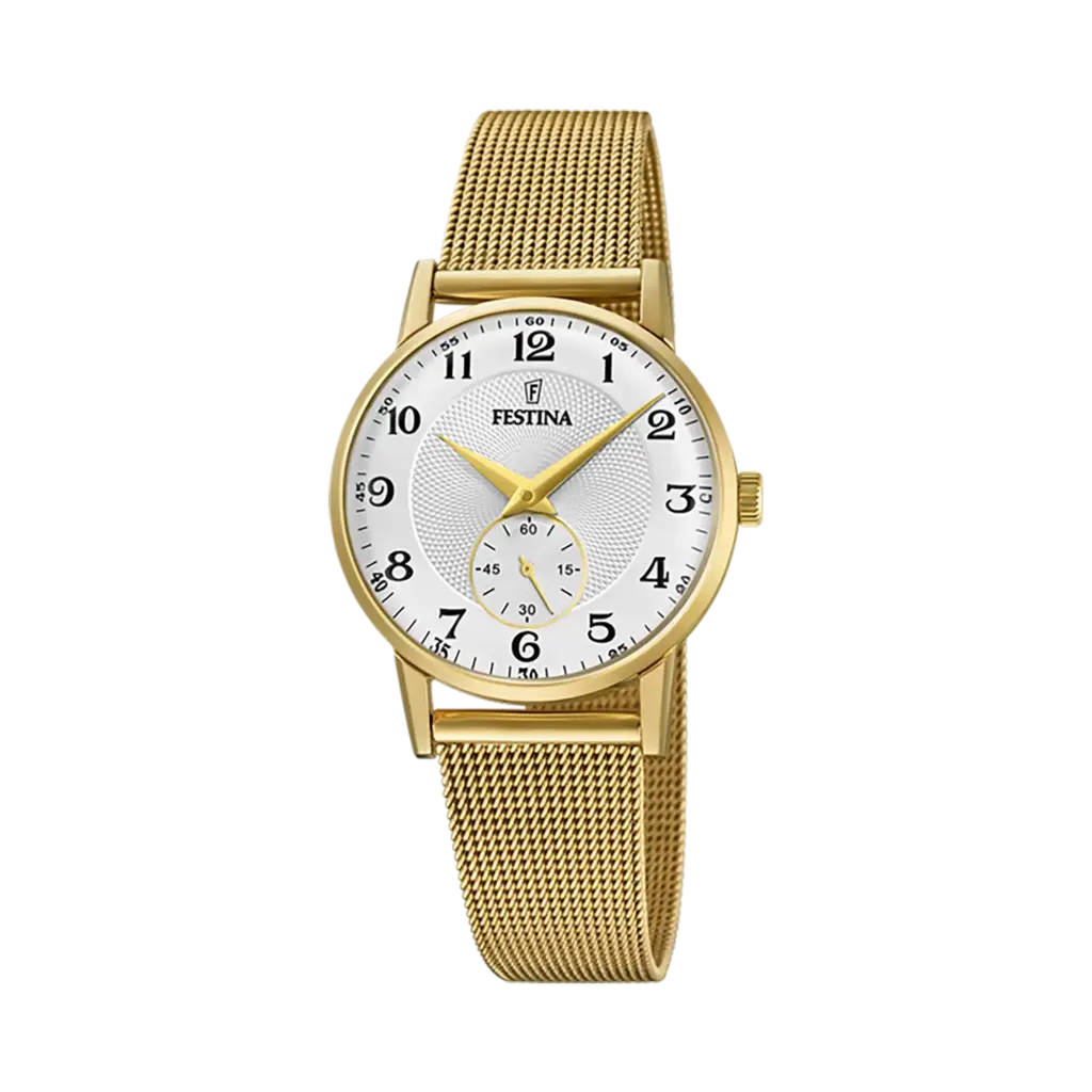 Festina Retro damklocka vit/guld, metallband - F20573/1