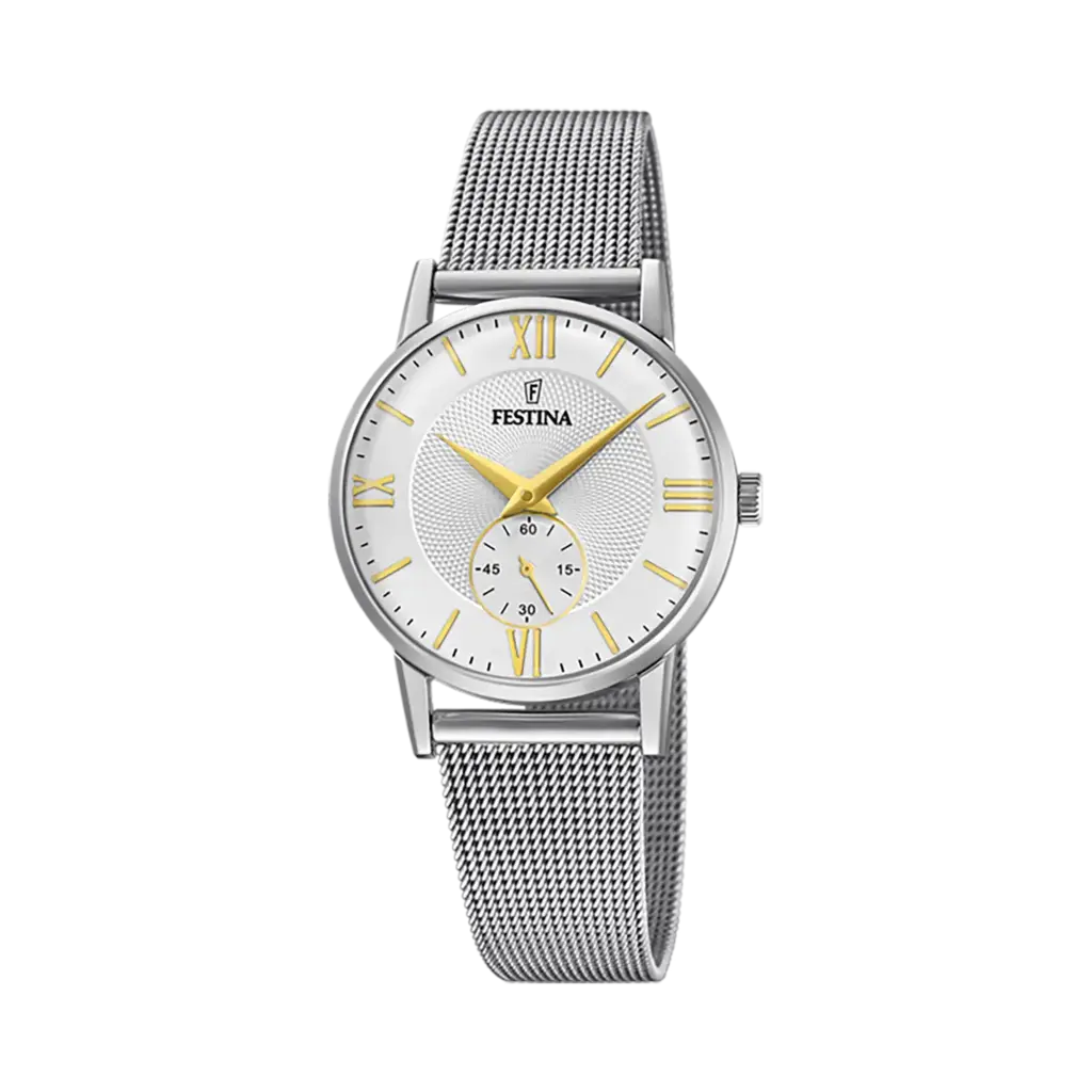 Festina Retro damklocka vit/stål, metallband - F20572/2