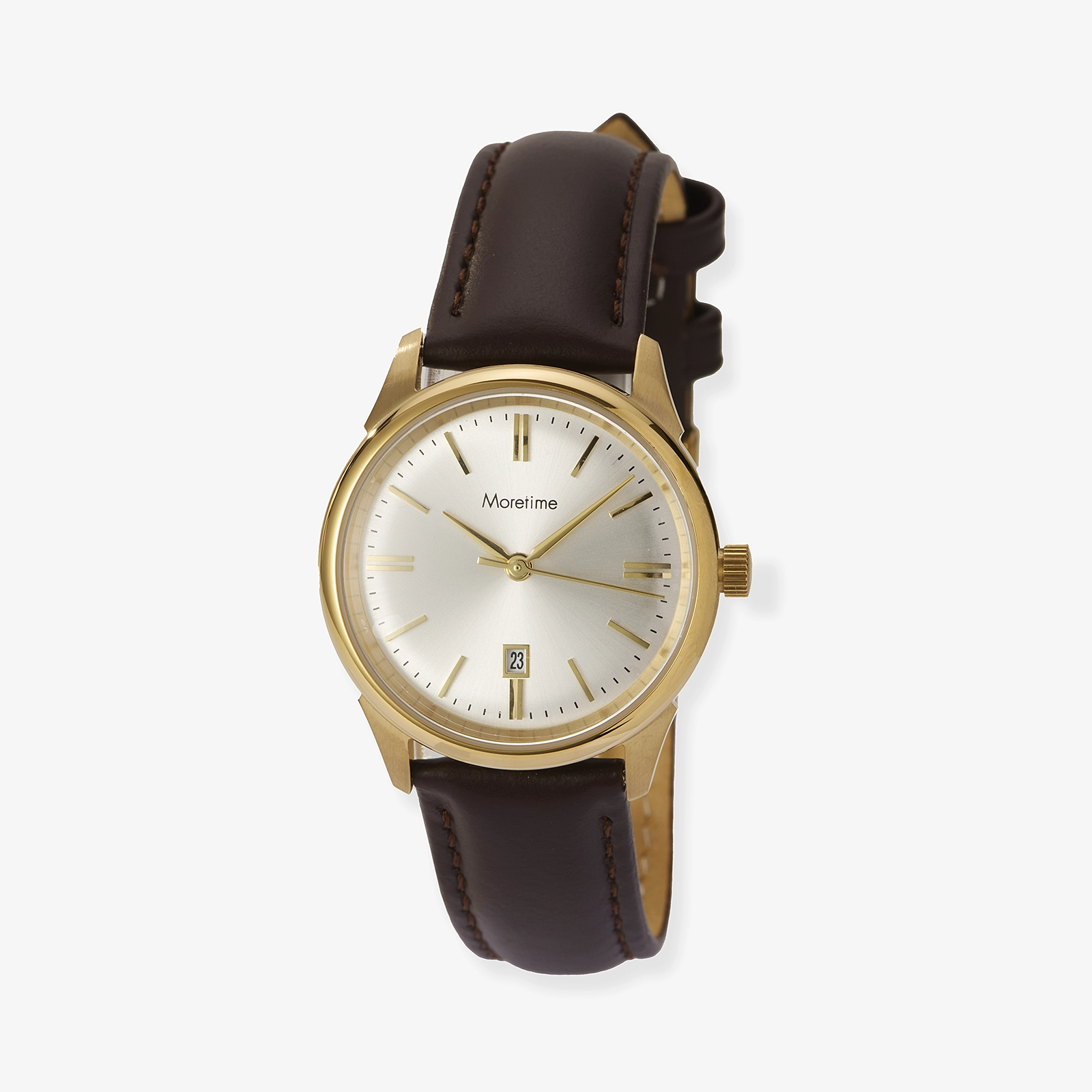 Moretime damklocka silver/guld, läderband - MG1328-636
