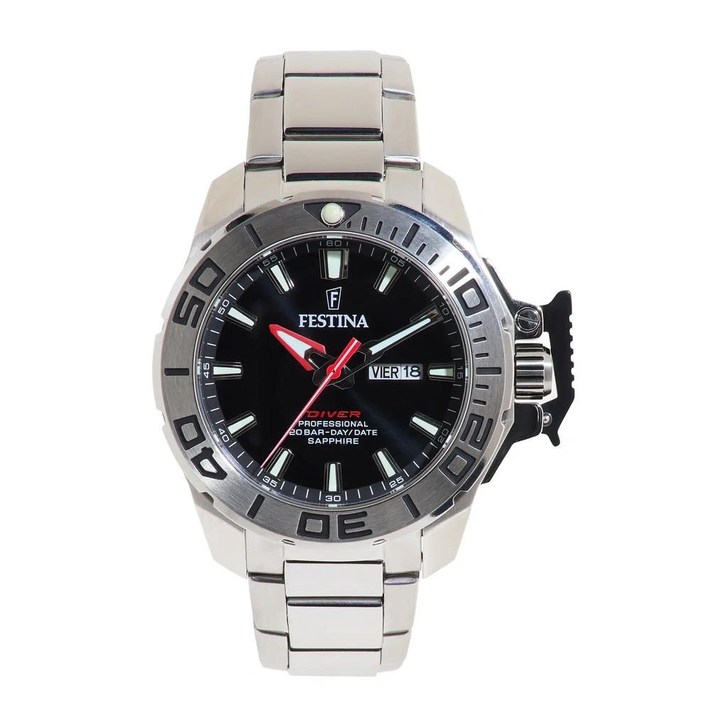 Festina The Original Diver herrklocka svart/stål, metallband - F20665/4