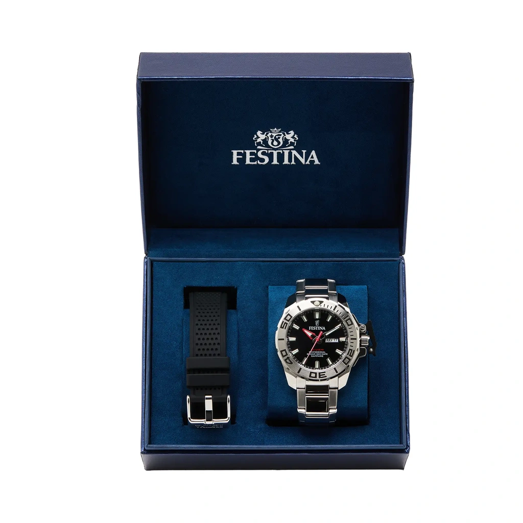 Festina The Original Diver herrklocka svart/stål, metallband - F20665/4