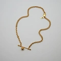 Halsband guldpläterat stål, skivstång, boll - 40+5 cm