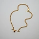 Halsband guldpläterat stål, skivstång, boll - 40+5 cm