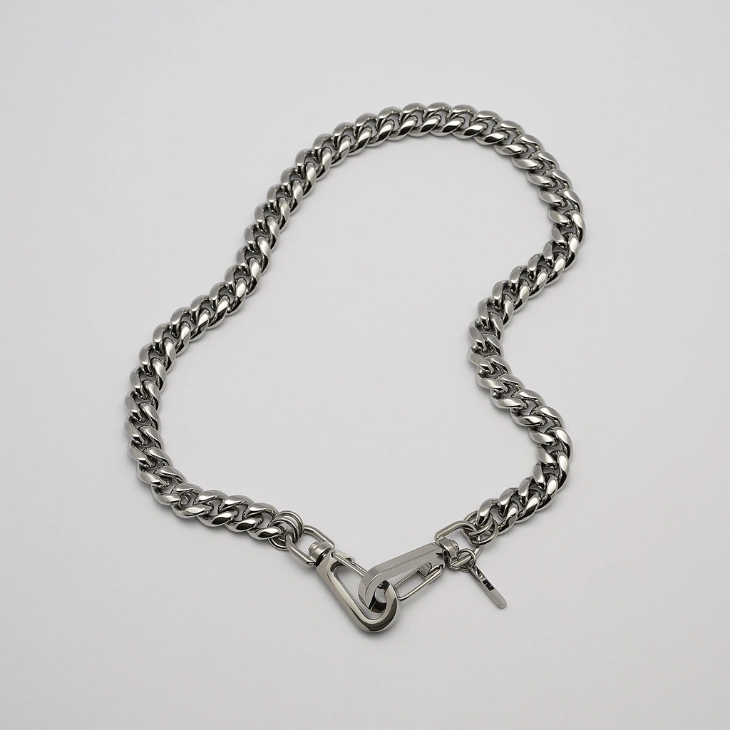 Halsband i stål, pansarlänk med hake - 10 mm x 43 cm