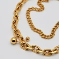 Halsband i  guldpläterat stål, dubbelkedja - 40+5 cm