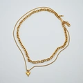 Halsband i guldpläterat stål, dubbelkedja - 50/57+5 cm