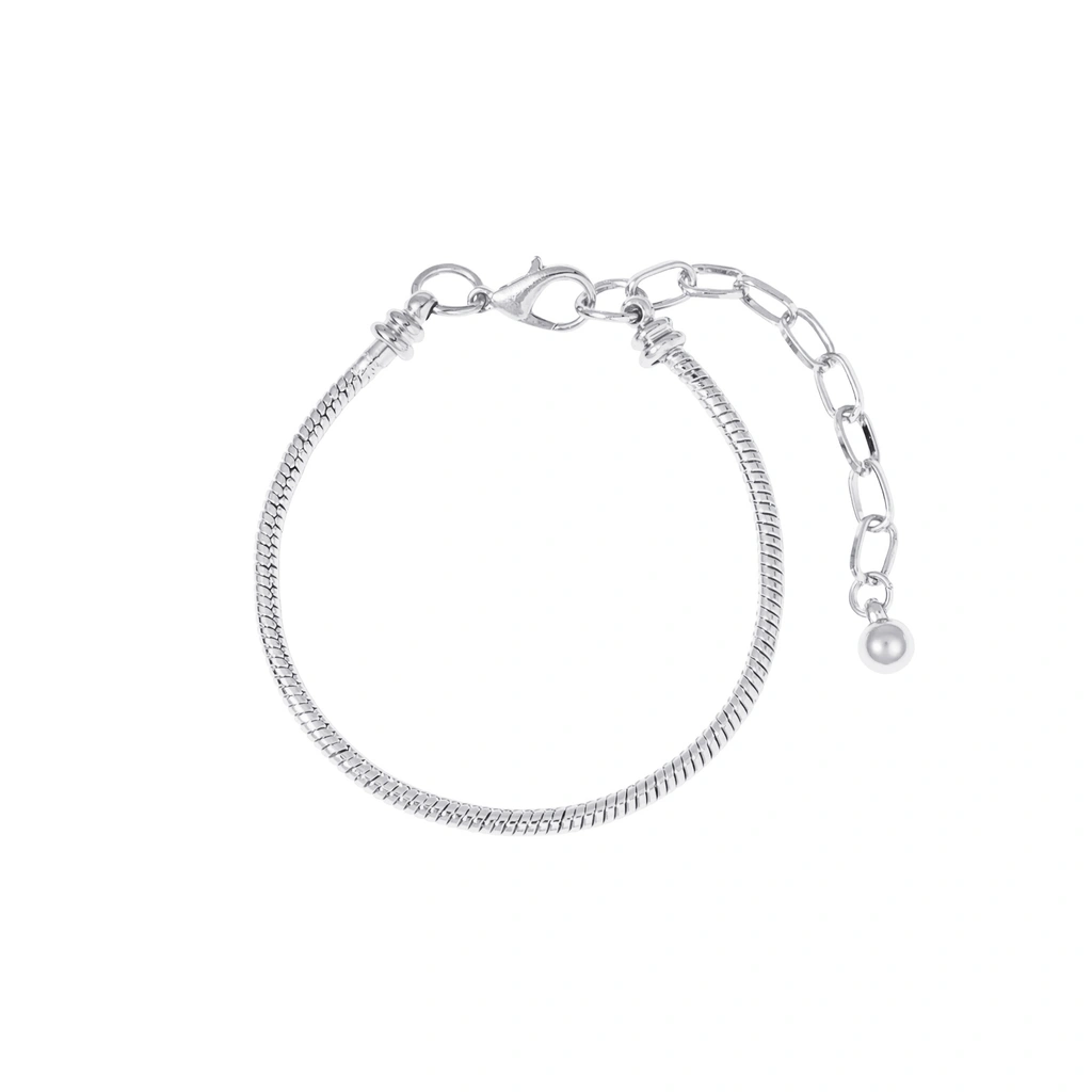 Silverfärgat armband för dam, ormlänk för berlocker