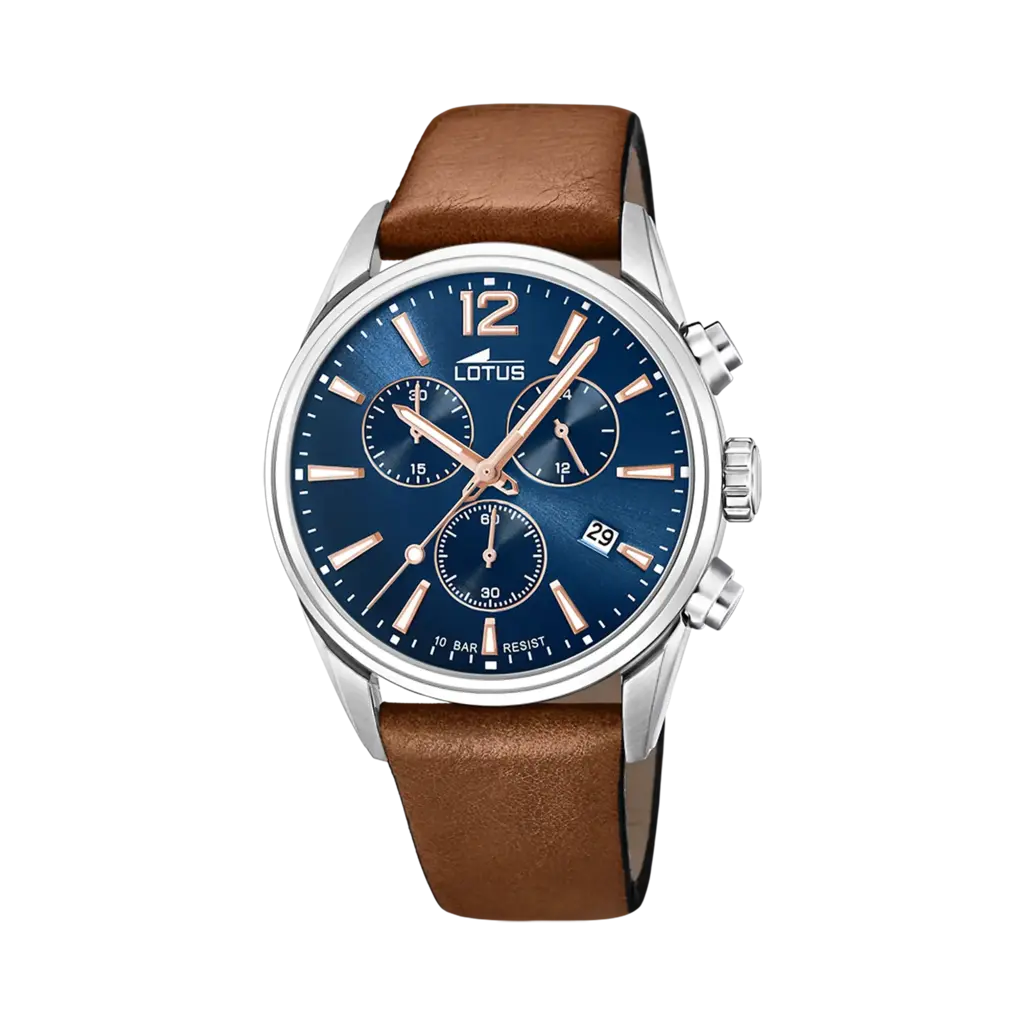 Lotus herrklocka - kronograf, läder/blå, 42 mm