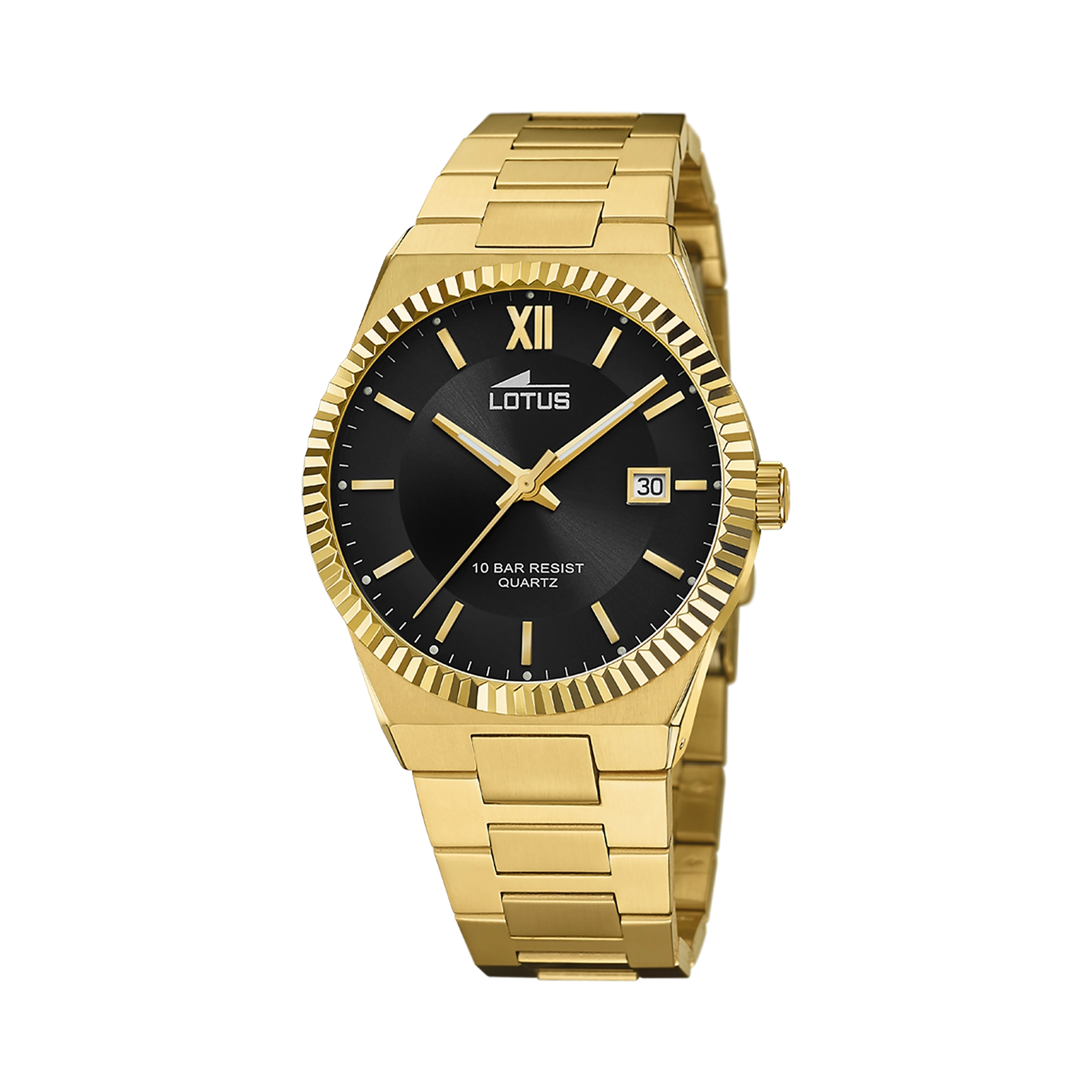 Lotus herrklocka -  datum, guldton/svart, 40 mm