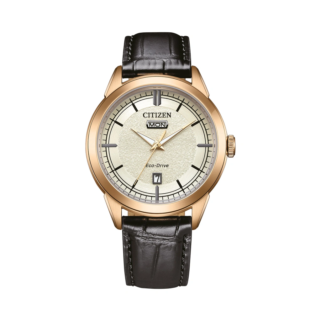Citizen Eco-Drive Vit/Brun, Läderband - AW0153-04A