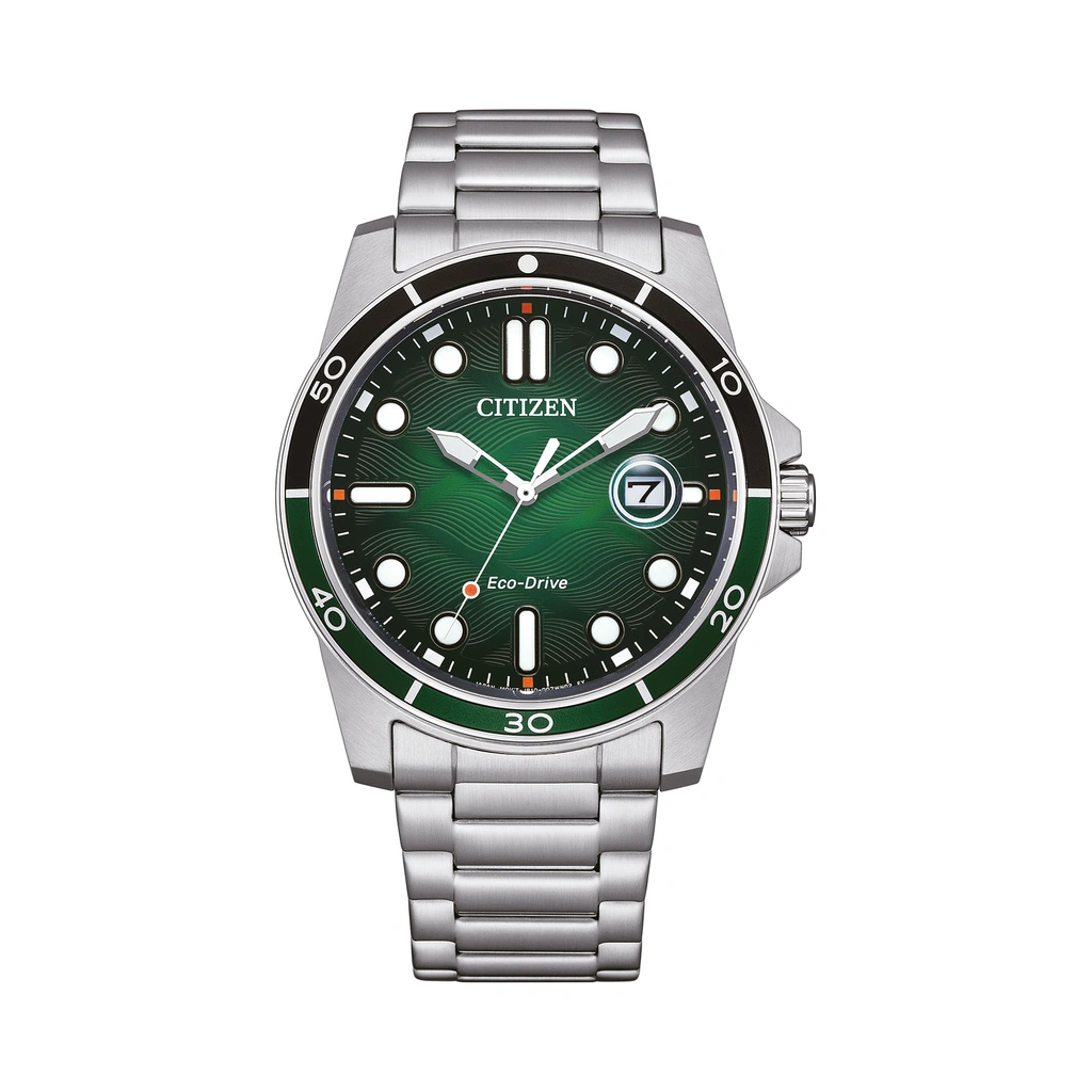 Citizen Marine Eco-Drive, stål/grön - AW1811-82X