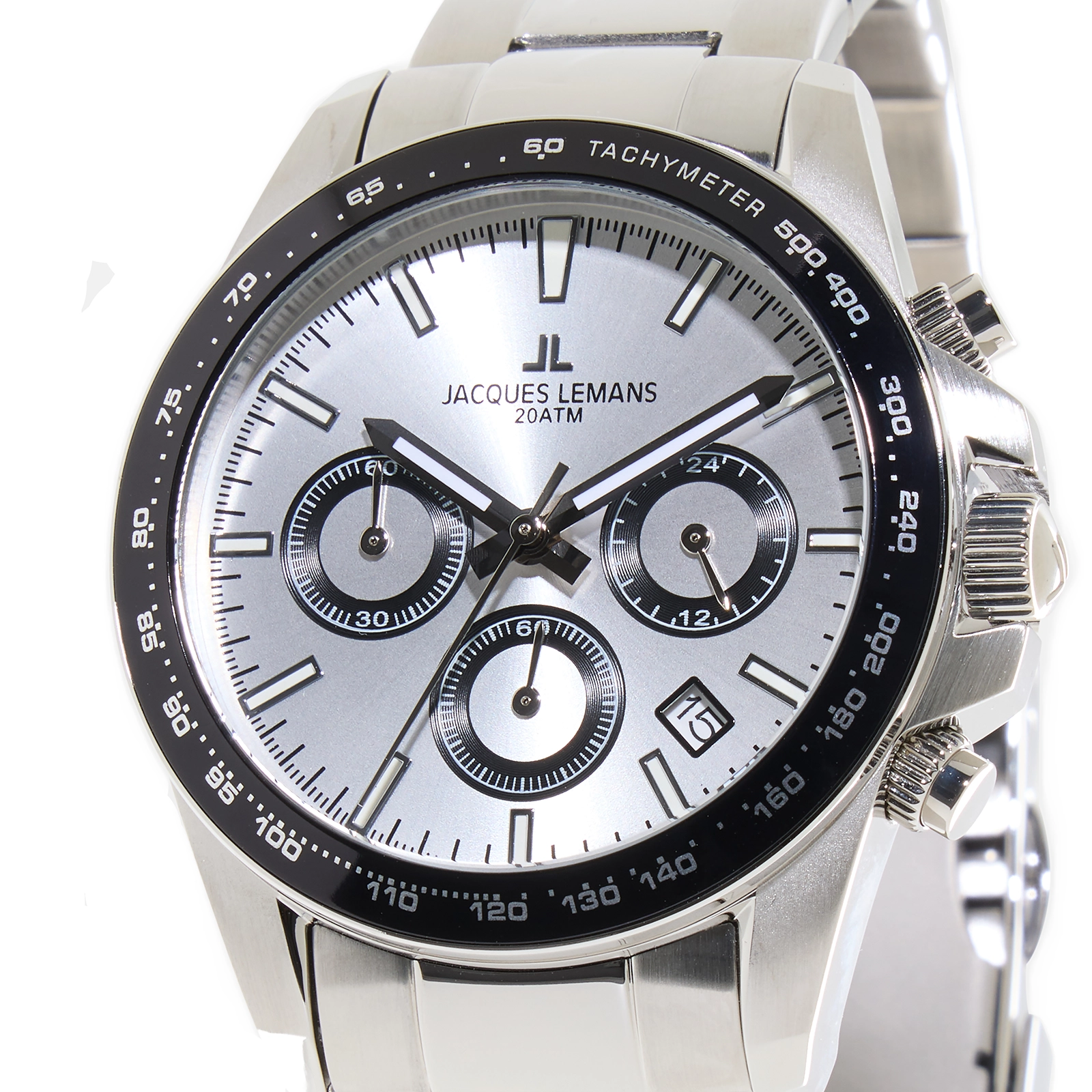 Jacques Lemans Liverpool - klockset herr, stål/vit, 41 mm
