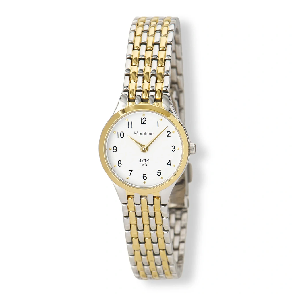 Moretime dam vit/bicolor, metallband - M50846-122