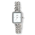 Regal rektangulär dam vit/silver, metallband - R89334-132