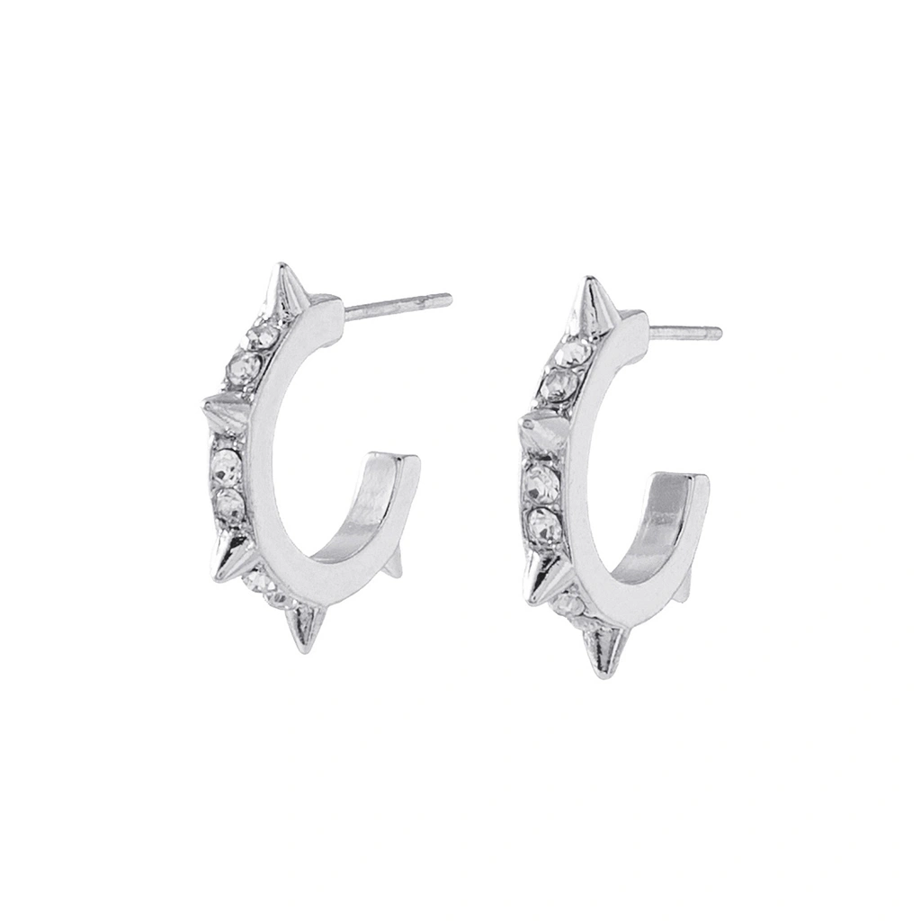 Silverfärgade örhängen hoops, piggar & glasstenar - 1cm