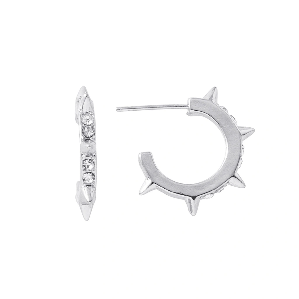 Silverfärgade örhängen hoops, piggar & glasstenar - 1cm