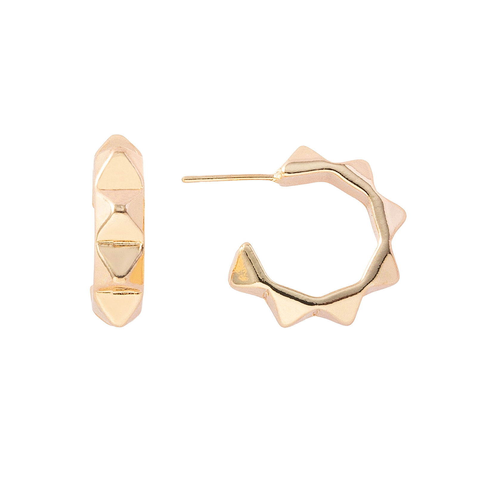 Guldfärgade örhängen, hoops med nitar - 0,5x1,5 cm