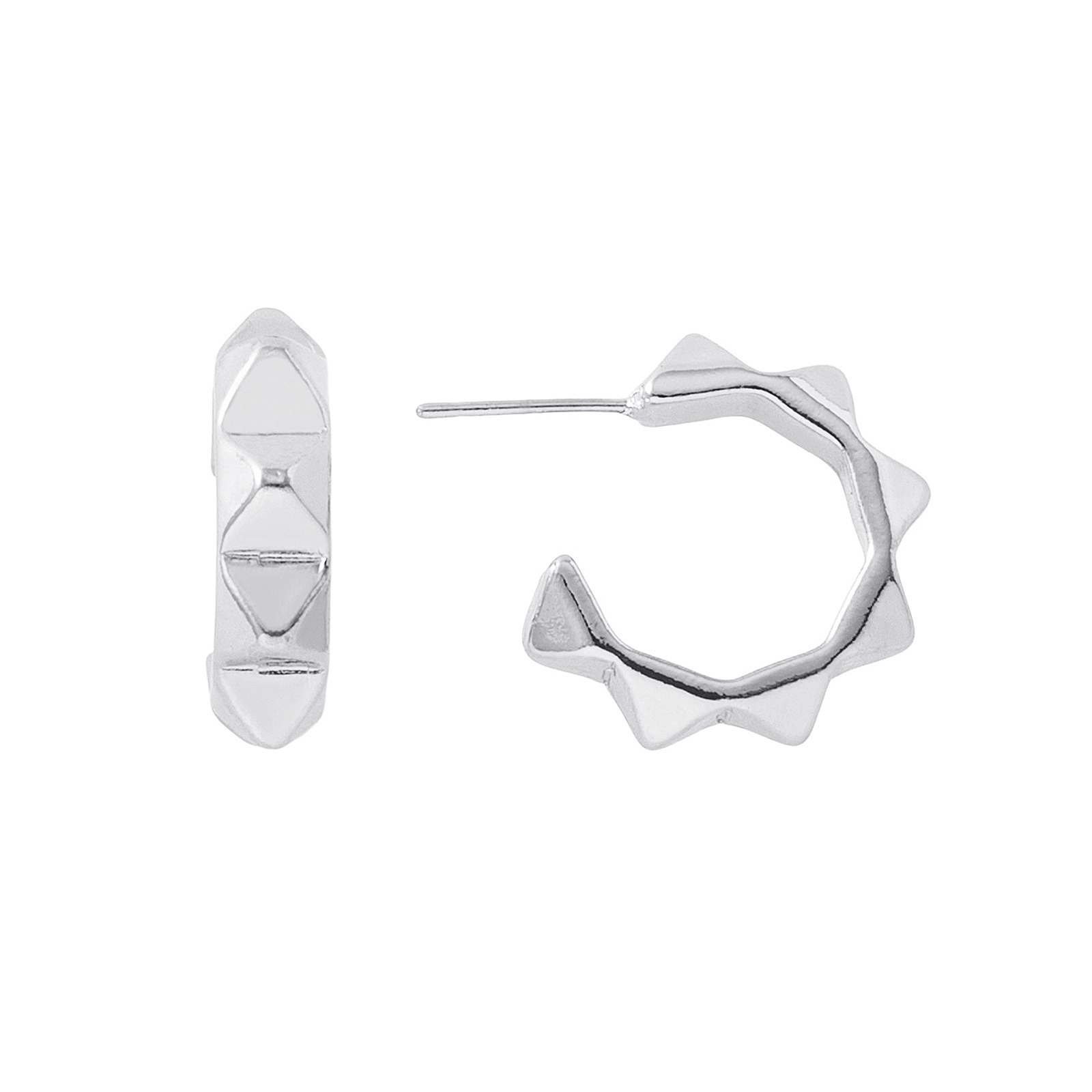 Silverfärgade örhängen, hoops med nitar - 0,5x1,5 cm