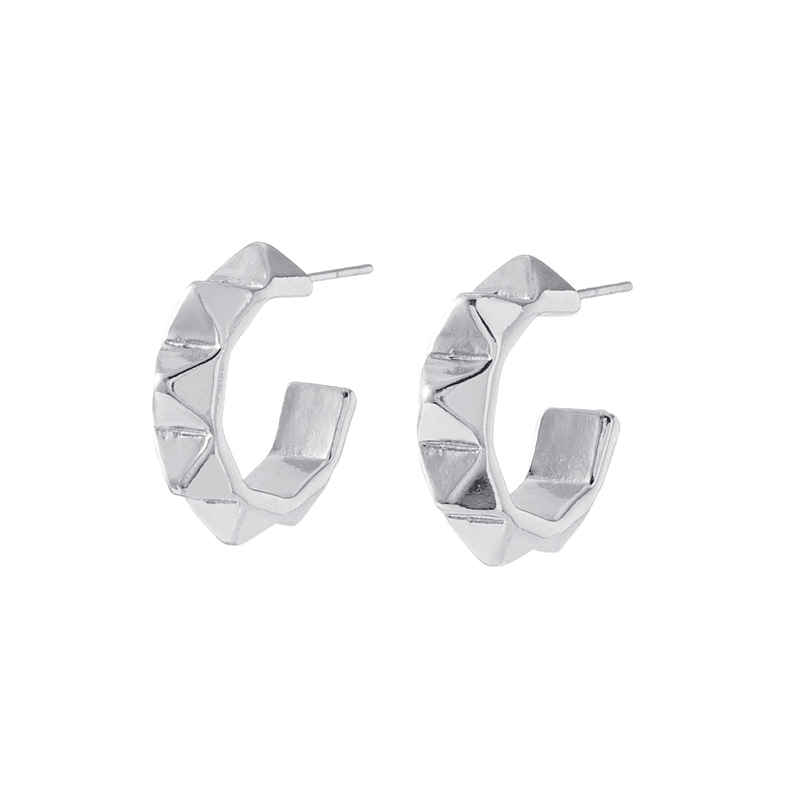 Silverfärgade örhängen, hoops med nitar - 0,5x1,5 cm