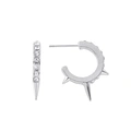 Silverfärgade örhängen hoops, tre piggar & glasstenar - 1cm