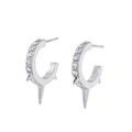 Silverfärgade örhängen hoops, tre piggar & glasstenar - 1cm