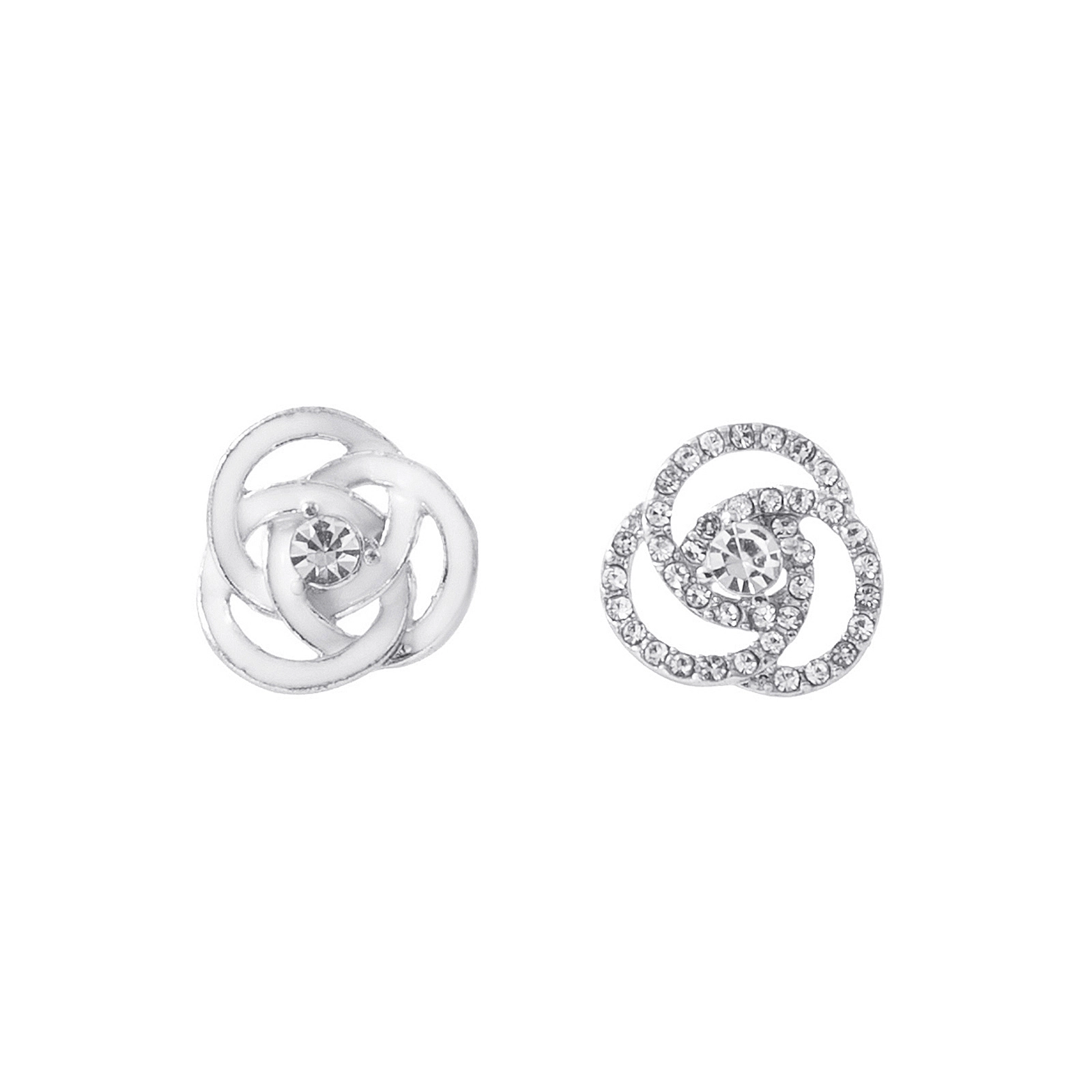 Silverfärgade örhängen, snurrade blommor - 1,5x1,5 cm