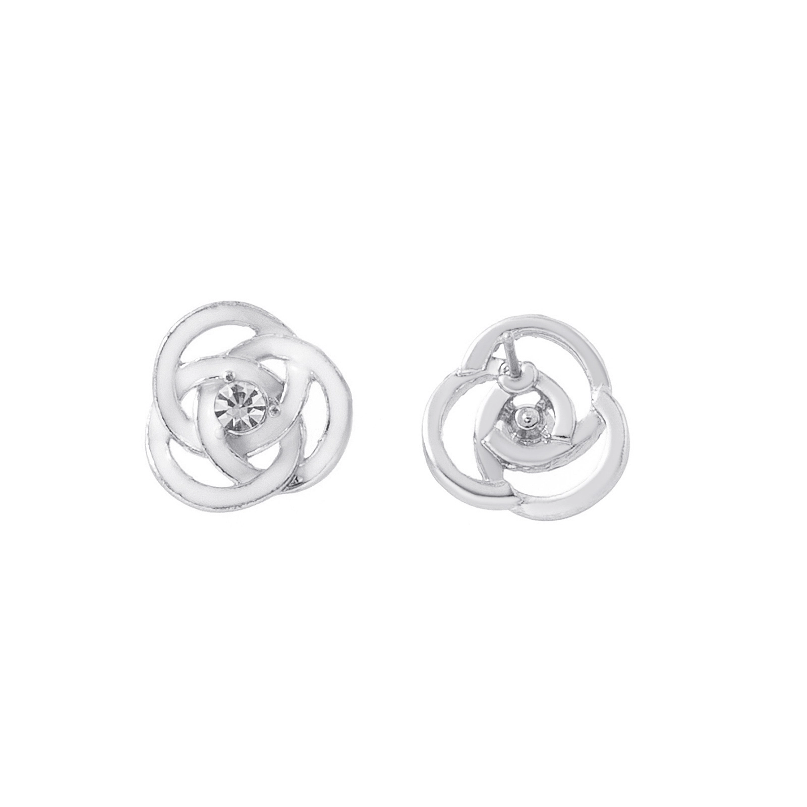 Silverfärgade örhängen, snurrade blommor - 1,5x1,5 cm