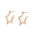 Guldfärgade örhängen, hoops stjärna - 2x2 cm