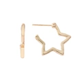 Guldfärgade örhängen, hoops stjärna - 2x2 cm