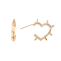 Guldfärgade örhängen hoops, hjärta med piggar - 1,5x1,5cm