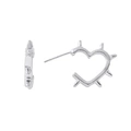 Silverfärgade örhängen hoops, hjärta med piggar - 1,5x1,5cm