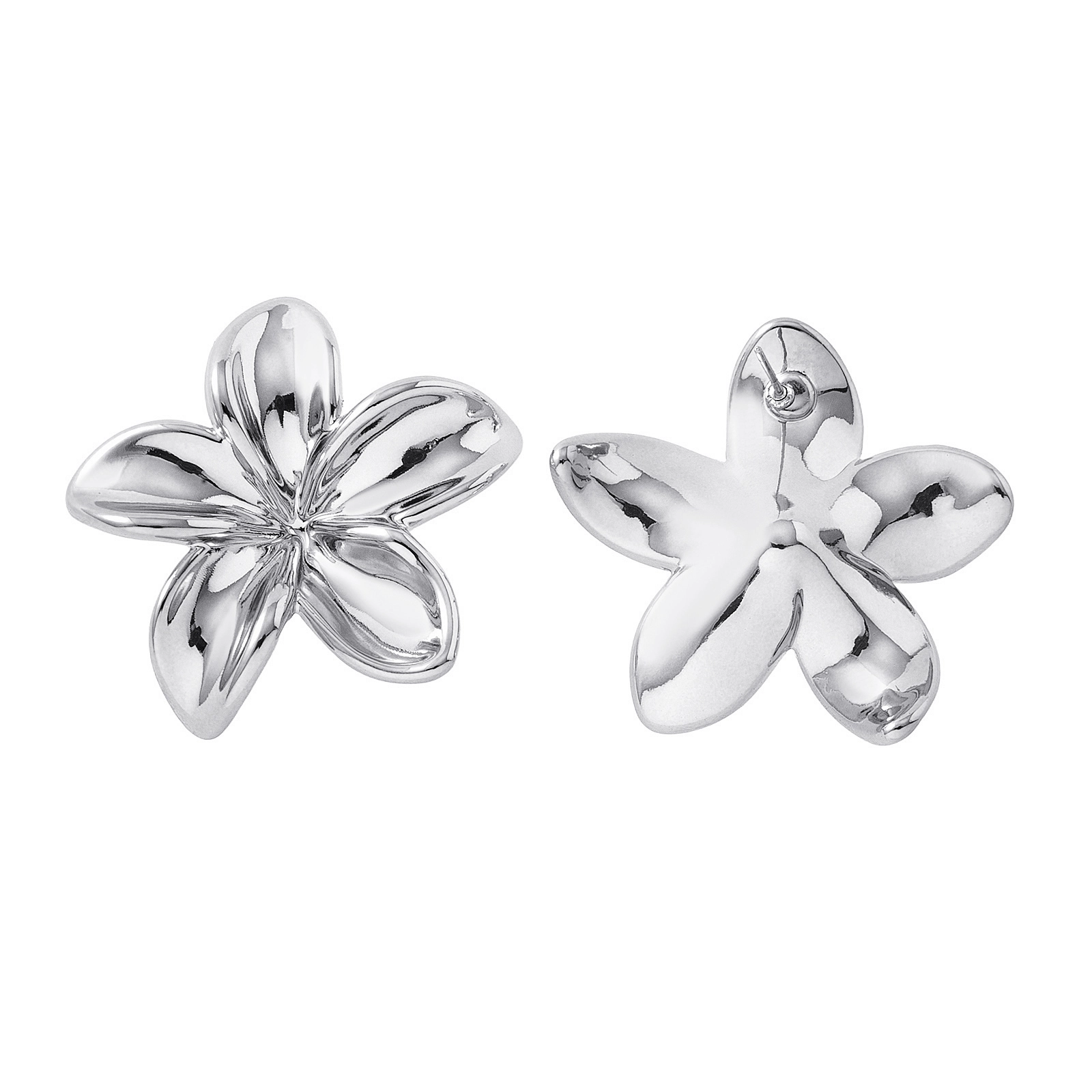 Silverfärgade örhängen, hibiskusblomma - 4,5x4,5cm