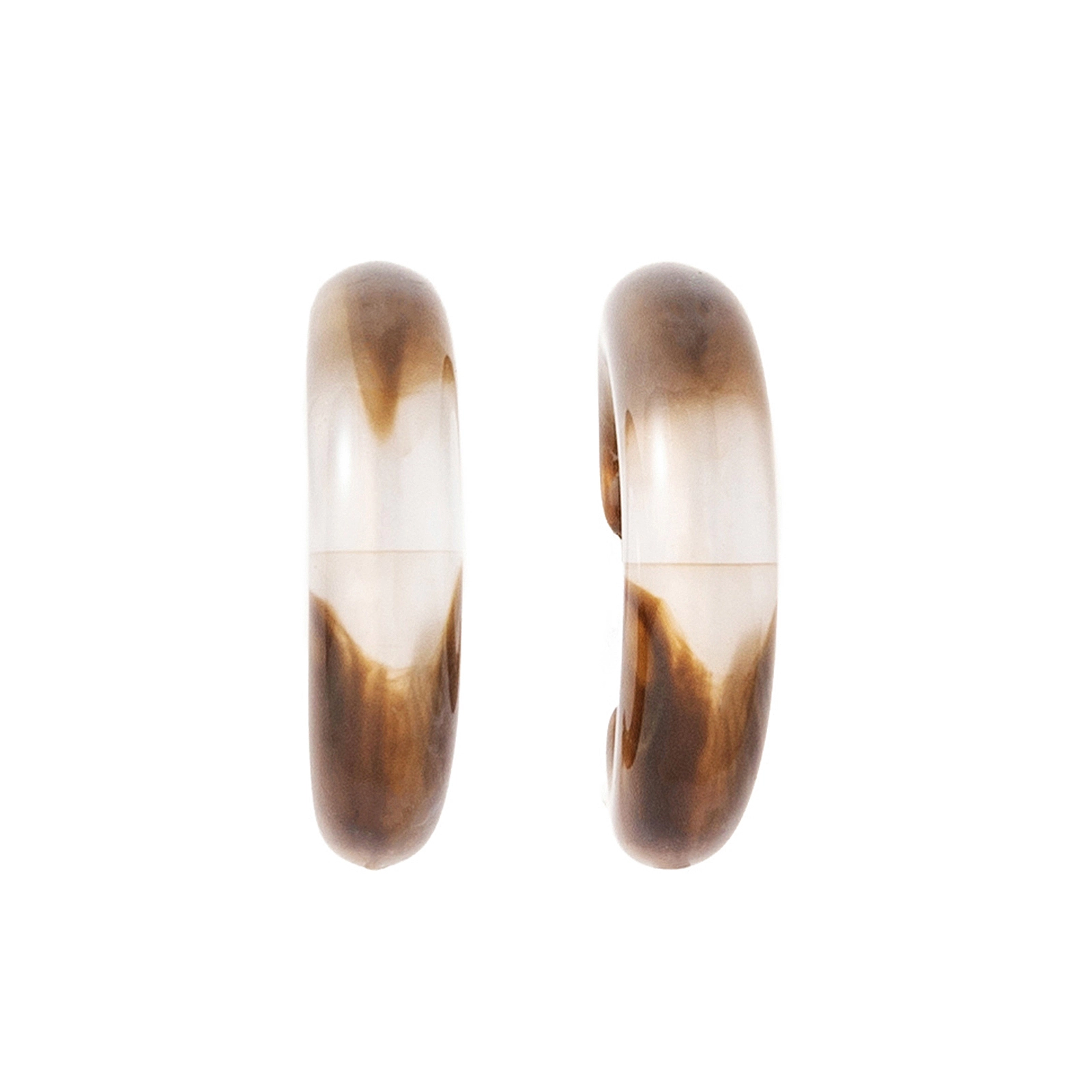 Bruna örhängen hoops, sköldpaddsmönstrad plast - 1,5x1,5cm